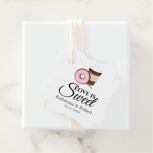 Liebe ist süß | Kaffee und Donut Hochzeit Geschenkanhänger (Beispiel)