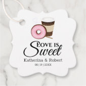 Liebe ist süß | Kaffee und Donut Hochzeit Geschenkanhänger (Vorderseite)