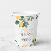"Liebe ist süß" Lemon & Greenery Brautparty Pappbecher (Rückseite)