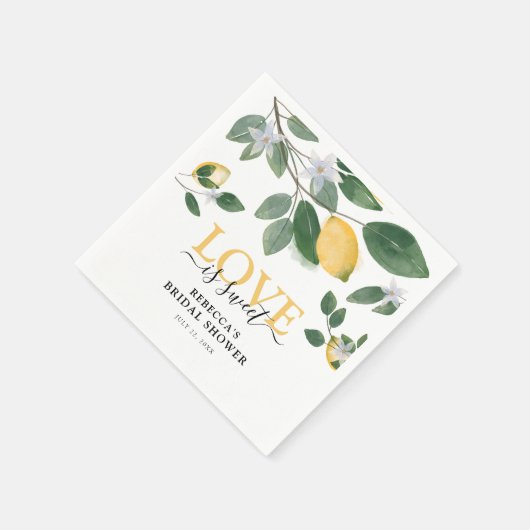 "Liebe ist süß" Lemon & Greenery Brautparty Serviette (Ecke)