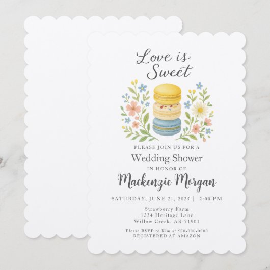 Liebe ist süß - Macaron Einladung (Vorne/Hinten)