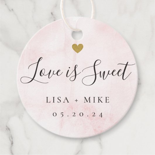 Liebe ist süß, maßgeschneidert Hochzeit Candy Pink Geschenkanhänger (Vorderseite)