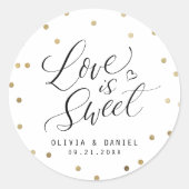 "Liebe ist süß" moderne Kalligraphie-Gastgeschenk  Runder Aufkleber (Vorderseite)