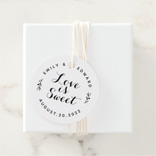 Liebe ist Süß Moderne Rustikale Hochzeitsrunde Geschenkanhänger (Beispiel)