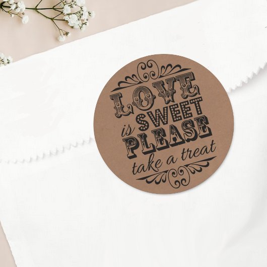 Liebe ist süß, nehmen Sie bitte eine Leckerei! Gas Runder Aufkleber