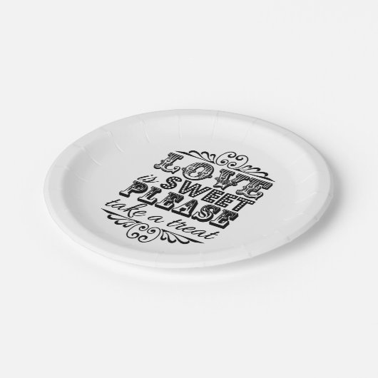 Liebe ist süß, nehmen Sie bitte eine Leckerei! Pap Pappteller (Schrägansicht)