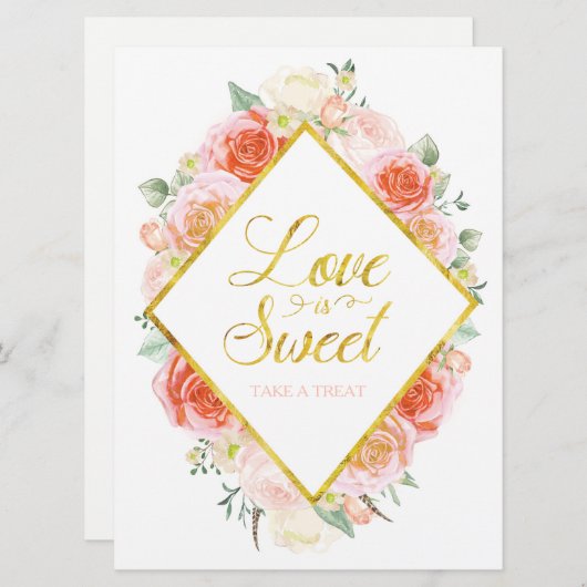 Liebe ist süß nehmen Sie ein Leckerei-Schild - 6,5 Einladung (Vorne/Hinten)