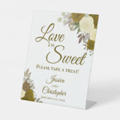 Liebe ist süß Nehmen Sie eine Leckerei Gold & Gelb Sockelschild (Vorderseite)