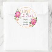 Liebe ist süß rosa Gastgeschenk Hochzeit Runder Aufkleber (Tasche)