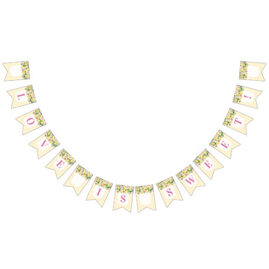 Liebe ist süß-rosa-gelbe Zitronen Brautparty Wimpelkette (Alle)