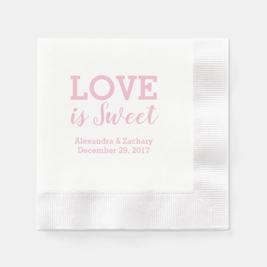 Liebe ist süß rosa Hochzeitsdusche Verlobung Party Serviette (Vorderseite)
