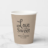 Liebe ist süß! Rustic Kraft Wedding Pappbecher (Vorderseite)