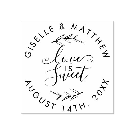 Liebe ist süß | Rustikale Handschrift Hochzeitstag Gummistempel (Prägung)