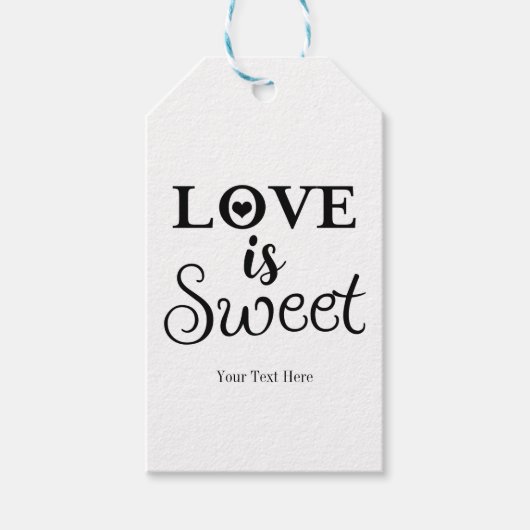 Liebe ist süß Schwarz & Weiß Hochzeit Gewohnter Ge Geschenkanhänger (Vorderseite)