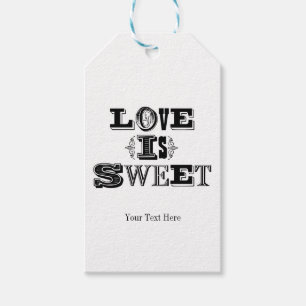 LIEBE IST SÜß Schwarz-weißes Vintage-Hochzeitsgesc Geschenkanhänger