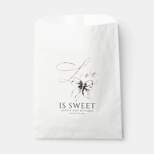 Liebe ist süß Schwarze Schleife Gold Schriftart Da Geschenktütchen (Vorderseite)