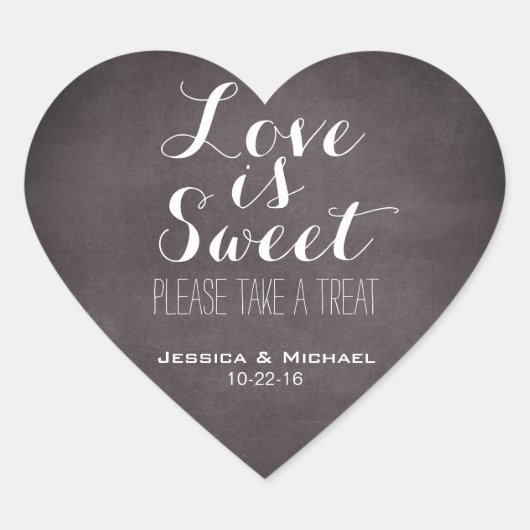 Liebe ist süß, Süßigkeiten Buffet Gastgeschenk Hoc Herz-Aufkleber (Vorderseite)