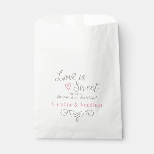 Liebe ist süß | Typografie Pink Heart Custom Geschenktütchen (Vorderseite)