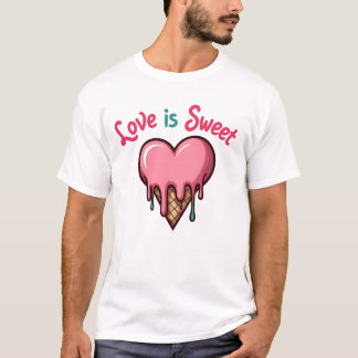 Liebe ist Süß und Messy - Melting Heart Ice Creme T-Shirt