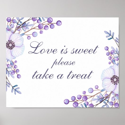 Liebe ist süß zu nehmen Leckerei. violette Hochzei Poster (Vorne)