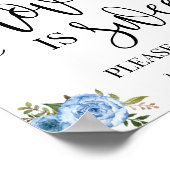 Liebe ist süße Dessert Tafel Schild blau (Ecke)