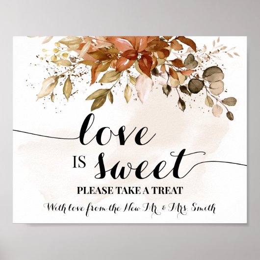 Liebe ist süße Dessert Tisch Herbstdusche Hochzeit Poster (Vorne)