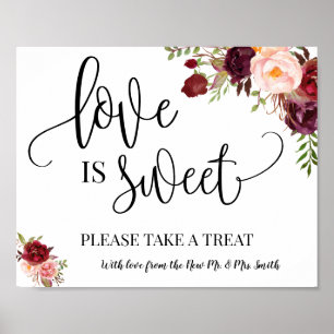 Liebe ist süße Dessert Tisch Hochzeitsmarke Marsal Poster