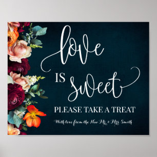 Liebe ist süße Dessert-Tisch-Wein-Navy-Hochzeit Poster