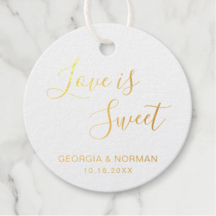 Liebe ist süße elegante Goldfolie Hochzeit Geschenkanhänger
