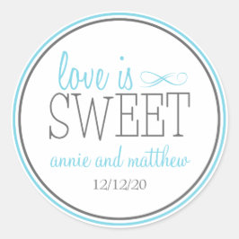 Liebe ist süße Etiketten (blau / grau) Runder Aufkleber