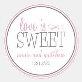 Liebe ist süße Etiketten (rosa / grau) Runder Aufkleber