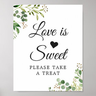 Liebe ist süße Eukalyptus-Grünzeug-Blätter-Laub Poster