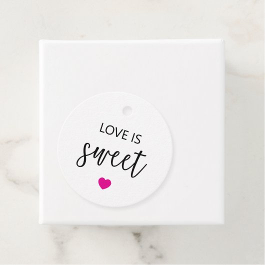 Liebe ist süße Geschenketiketten, Fuchsia Wedding Geschenkanhänger (Beispiel)