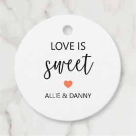 Liebe ist süße Geschenketiketten, Korallenhochzeit Geschenkanhänger