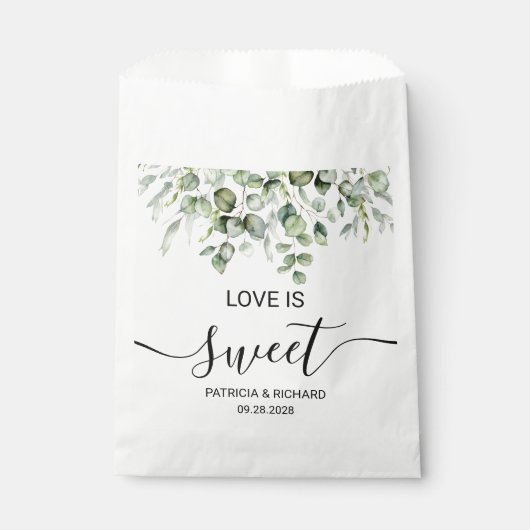 Liebe ist süße Grüne Eukalyptus Wedding Geschenktütchen (Vorderseite)
