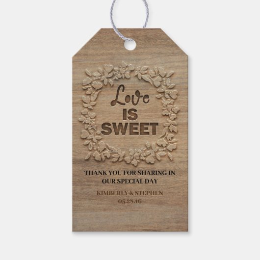 Liebe ist süße Hochzeit Danke Geschenkanhänger (Vorderseite)