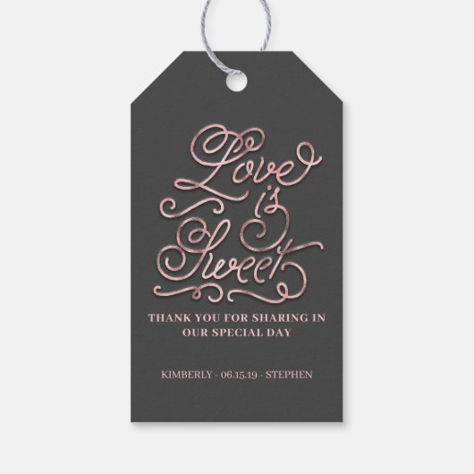 Liebe ist süße Hochzeit Danke Geschenkanhänger (Rückseite)