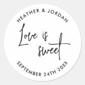 Liebe ist süße moderne Gastgeschenk Hochzeit Runder Aufkleber (Vorderseite)