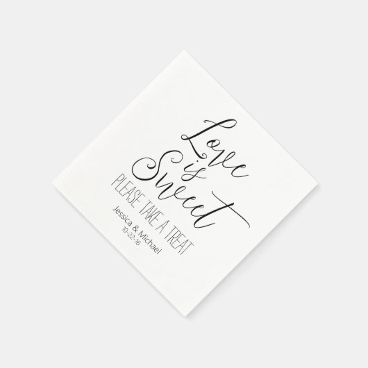 Liebe ist süße, moderne, minimalistische Hochzeit Serviette (Ecke)