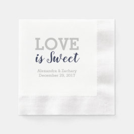 Liebe ist süße Navy Blue Silver Wedding Verlobung Serviette