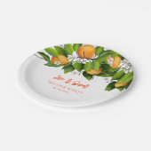 Liebe ist süße Orangenfrüchte Pappteller (Schrägansicht)