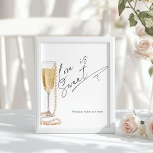 Liebe ist süße Perlen und Prosecco-Brautparty Poster