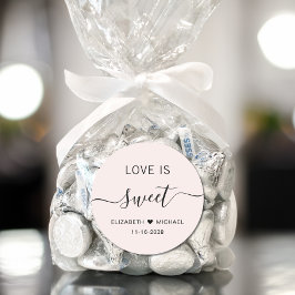 Liebe ist süße rosa Gastgeschenk Hochzeit Runder Aufkleber