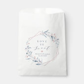Liebe ist süße Rose Gold Dusty Blue Greenery Geschenktütchen (Vorderseite)