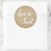 Liebe ist süße rustikale Burlap Wedding Stickers (Tasche)