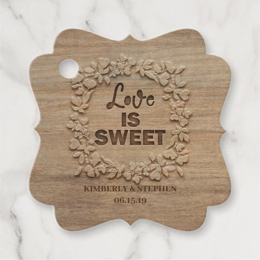 Liebe ist süße Rustikale Hochzeit Geschenkanhänger (Vorderseite)