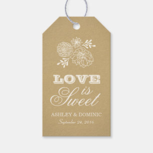Liebe ist süße rustikale Kraft-Blumen-Hochzeitsgun Geschenkanhänger