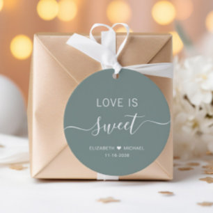 Liebe ist süße salbeigrüne Hochzeit Geschenkanhänger