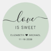 Liebe ist süße salzgrüne Gastgeschenk Hochzeit Runder Aufkleber (Vorderseite)