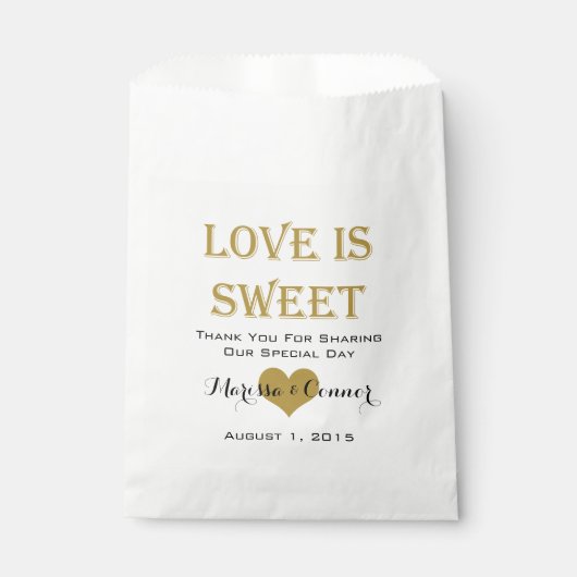 Liebe ist süße Schwarz- und Goldhacken Geschenktütchen (Vorderseite)